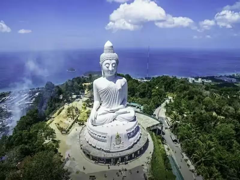 The famous Big Buddha statue of Phuket viewed from an ATV tour stop point