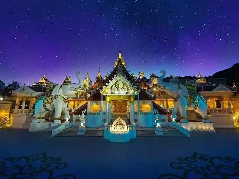 Acrobatic performers in a thrilling show with special effects at Carnival Magic Phuket