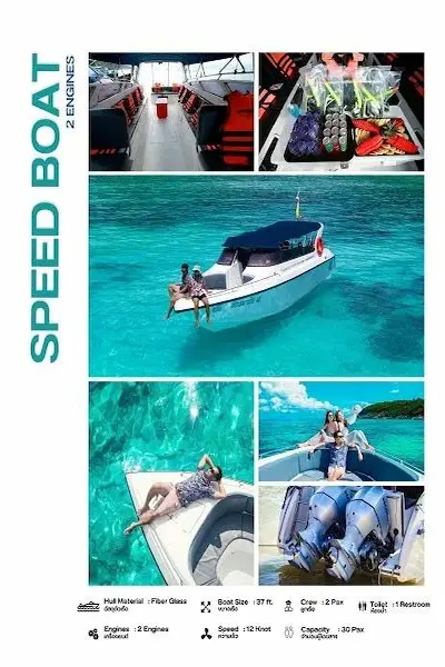 Small modern private speedboat available for charter tours from Phuket