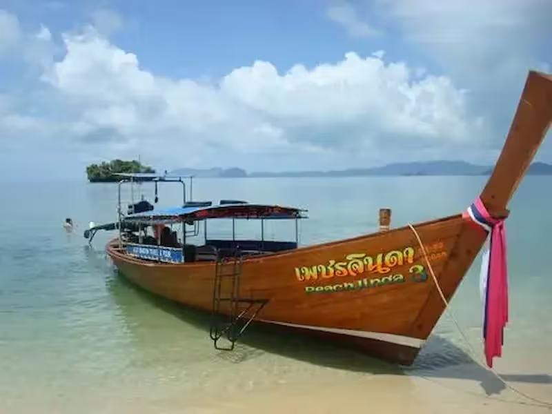 Traditional Thai longtail boat ready for a James Bond Island tour in Phang Nga Bay.