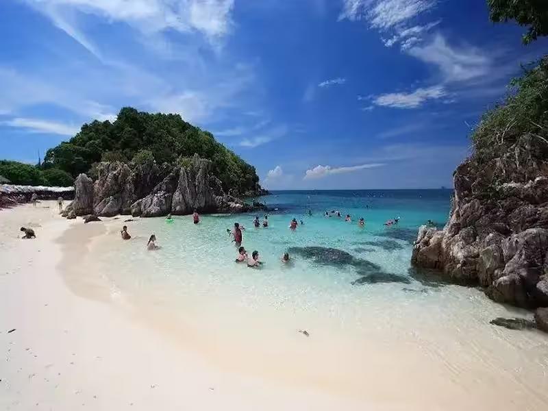 Scenic view of Khai Nok Island from a speedboat, a popular stop on Khai Islands tours