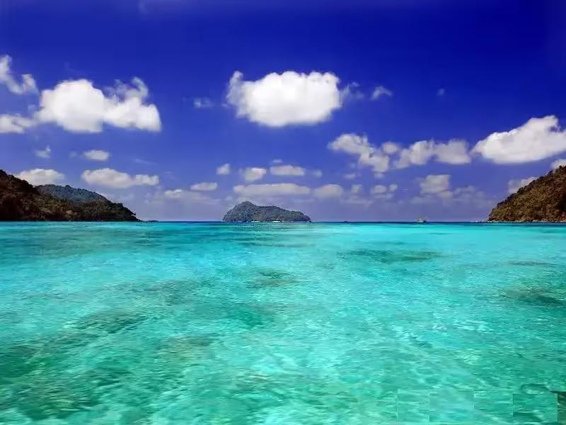 Aerial view of a beautiful beach in the Surin Islands National Park